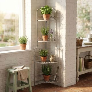Scaffale Etagere 4 Ripiani Acciaio Bianco Ossidato