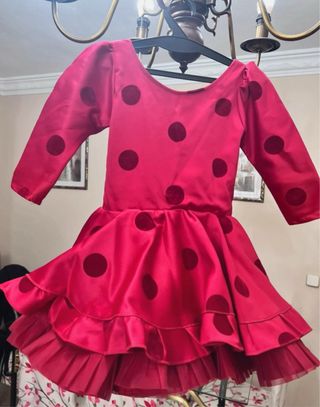 Vestido Flamenca Niña Rojo Lunares