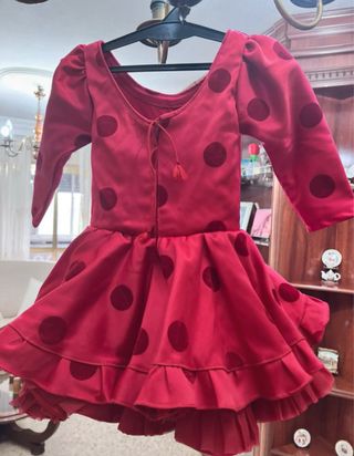 Vestido Flamenca Niña Rojo Lunares