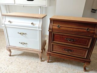 Mesita Noche Vintage Restaurada Madera y Mármol