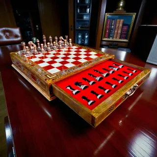 Juego de Ajedrez Metálico con Tablero