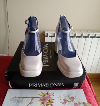 Zapatos de tacón plataforma beige talla 39