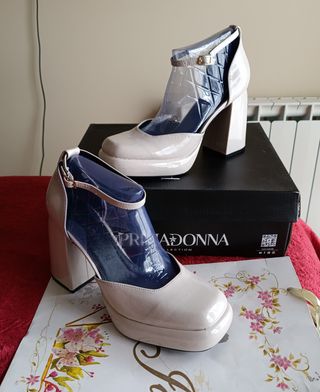 Zapatos de tacón plataforma beige talla 39