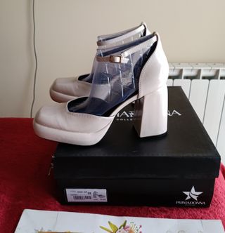 Zapatos de tacón plataforma beige talla 39