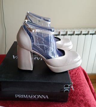 Zapatos de tacón plataforma beige talla 39