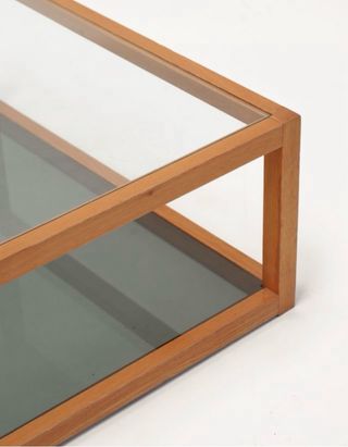 Mesa centro cristal y madera