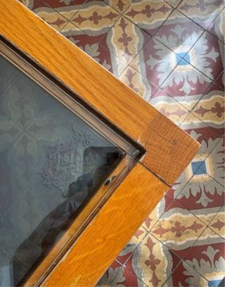 Mesa centro cristal y madera