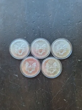 5 Monedas Plata American Eagle 2008 1 oz