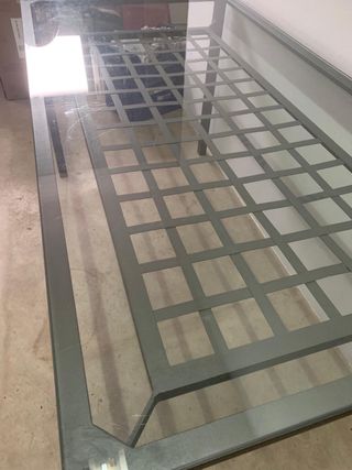 Mesa comedor forja y cristal negra