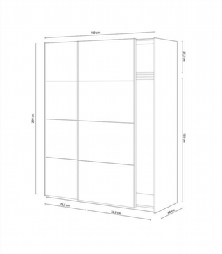 Armario150 X 200 X 60 Cm 2 Puertas Correderas. Bl