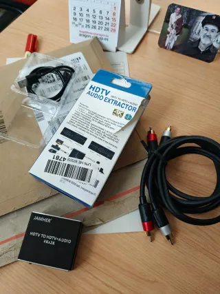 Extractor Audio HDMI JAMHER 4Kx2K + Cables RCA roj