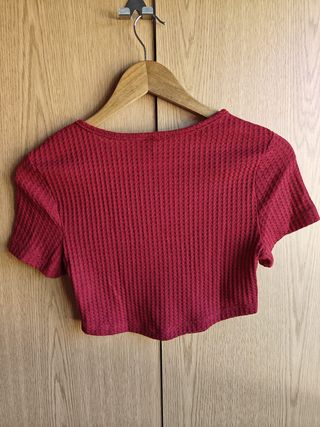 Top SHEIN Malha Texturizada Vermelho