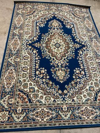 Alfombra Vintage Estilo Persa Azul y Beige