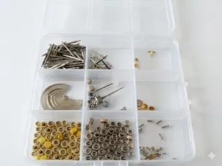 Accessori per orologiaio: sfere, cinturini, scatole