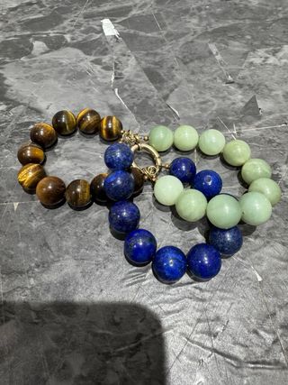 Pulsera Ojo de Tigre y Jade Plata