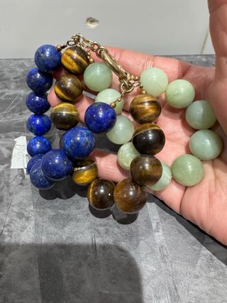 Pulsera Ojo de Tigre y Jade Plata