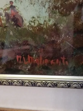 Quadro olio su tela M.L.Migliorati cornice dorata
