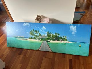 Cuadro playa paradisiaca, medidas 60x180