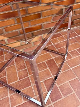 Tavoli vintage in vetro e metallo argentato
