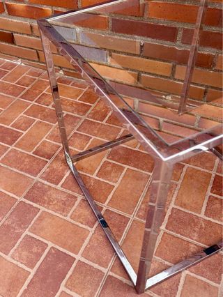 Tavoli vintage in vetro e metallo argentato