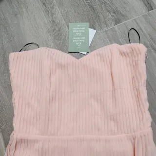 Vestido mango rosa plisado ceremonia