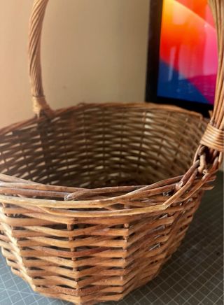 Cesta Mimbre Vintage Marrón Decoración Almacenaje