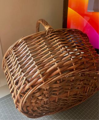 Cesta Mimbre Vintage Marrón Decoración Almacenaje