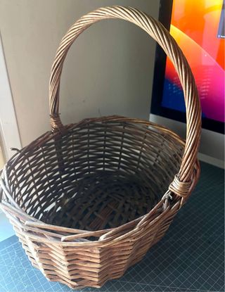 Cesta Mimbre Vintage Marrón Decoración Almacenaje