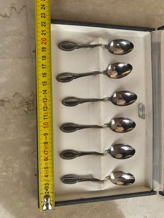 6 Cucchiaini da caffè 44 gr. Argento 800 + Scatola