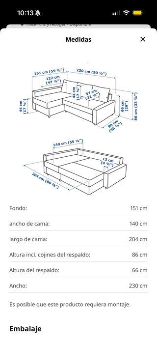 Sofá Cama Ikea Azul, cojines incluidos