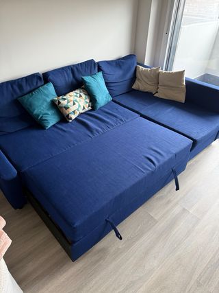 Sofá Cama Ikea Azul, cojines incluidos