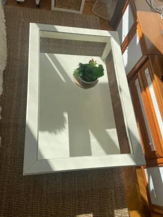 Mesa de centro cristal y madera