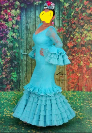 Vestido de flamenca turquesa