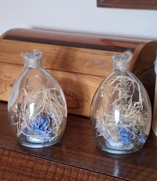 Coppia lanterne vetro con luci