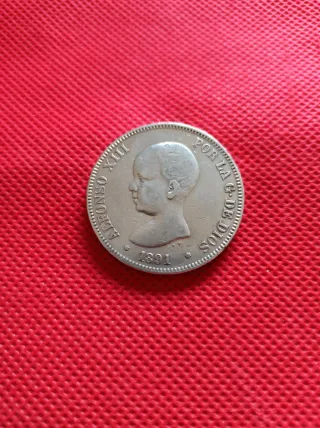 Moneda 5 Pesetas Plata 1891