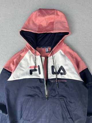 Sudadera Fila cropped rosa y azul Talla L