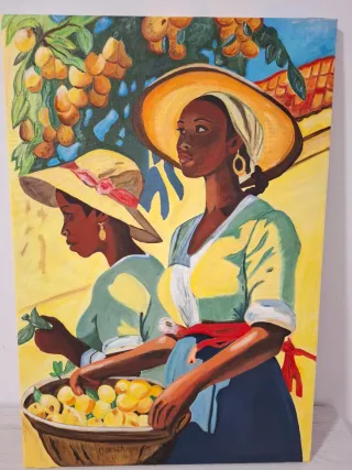 Cuadro al óleo: Mujeres con sombrero