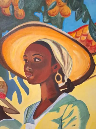 Cuadro al óleo: Mujeres con sombrero