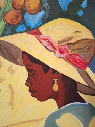 Cuadro al óleo: Mujeres con sombrero