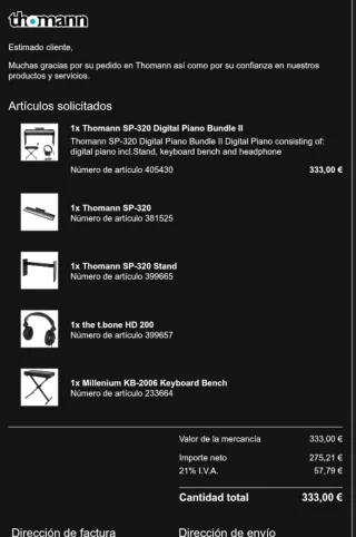 Piano Digital Thomann SP-320