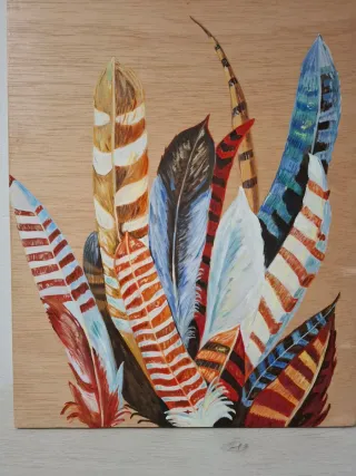 Cuadro de plumas en lienzo
