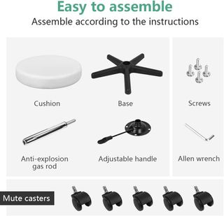 Taburete giratorio rodante, altura ajustable