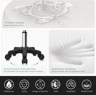 Taburete giratorio rodante, altura ajustable