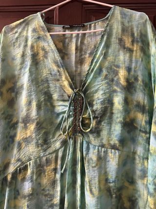 Vestido largo Zara verde estampado