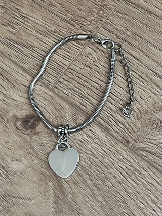 Stainless Steel Bracelet Snake Style Heart Charm I
