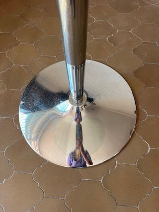 Mesa retro redonda cristal y acero