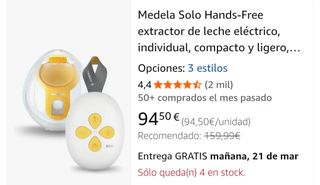 Sacaleches Medela Solo Hands-free (PRECINTADO)