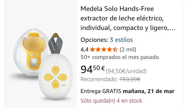 Sacaleches Medela Solo Hands-free (PRECINTADO)