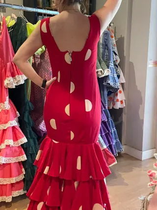 Vestido Flamenco Rojo Lunares Blancos
