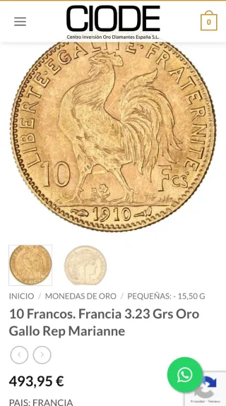 Monete d'Oro 10 Franchi Marianne